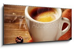 Sklenn obraz 1D panorama - 120 x 50 cm F_AB59776692 - Coffee Espresso. Cup Of Coffee - Kva Espresso. lek kvy