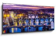 Obraz   Bridges in Prague over the river at sunset, 120 x 50 cm