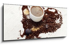 Obraz 1D panorama - 120 x 50 cm F_AB61314951 - Coffee heart