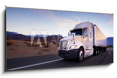 Obraz   Truck and highway at sunset  transportation background, 120 x 50 cm