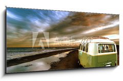 Obraz 1D panorama - 120 x 50 cm F_AB62362861 - Strandbild mit Bulli 1