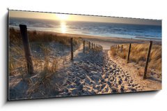 Obraz 1D - 120 x 50 cm F_AB62704922 - sunshine over path to beach in North sea