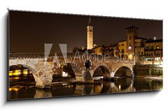 Obraz 1D panorama - 120 x 50 cm F_AB62797255 - Verona, il Ponte Pietra di notte