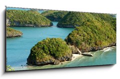 Skleněný obraz 1D panorama - 120 x 50 cm F_AB6309032 - Arial view from Govenors Island, Hundred Islands resort - Arial pohled z ostrova Govenors, letovisko Sto ostrovů