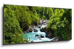 Obraz   Vivid Swiss landscape with pure river stream, 120 x 50 cm