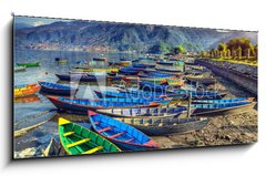 Obraz 1D panorama - 120 x 50 cm F_AB67441176 - Boats in Pokhara lake