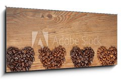 Obraz   Coffee Bean Hearts, 120 x 50 cm