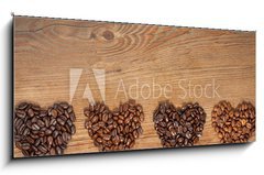 Sklenn obraz 1D panorama - 120 x 50 cm F_AB68189159 - Coffee Bean Hearts