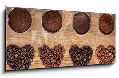 Obraz 1D panorama - 120 x 50 cm F_AB68508148 - Coffee Beans and Ground Coffee