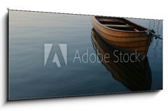 Skleněný obraz 1D panorama - 120 x 50 cm F_AB68847905 - Row boat in calm water - Řádka v klidné vodě