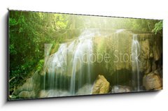 Obraz 1D panorama - 120 x 50 cm F_AB69089073 - Deep forest waterfall