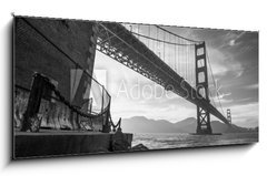Obraz 1D panorama - 120 x 50 cm F_AB69777803 - Golden Gate Bridge Black and White