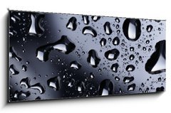 Sklenn obraz 1D panorama - 120 x 50 cm F_AB71110310 - abstract water drops on polished stainless steel surface