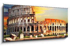 Sklenn obraz 1D panorama - 120 x 50 cm F_AB71814762 - great Colosseum on sunset, Rome
