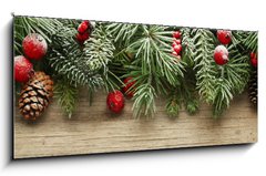 Sklenn obraz 1D panorama - 120 x 50 cm F_AB73500811 - Christmas tree branches background - Vnon stromky vtve pozad
