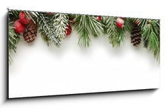Obraz 1D panorama - 120 x 50 cm F_AB73500851 - Christmas tree branches background - Vnon stromky vtve pozad