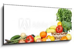 Sklenn obraz 1D panorama - 120 x 50 cm F_AB75554730 - Fruits and vegetables isolated white background - Ovoce a zelenina izolovan na blm pozad