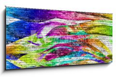 Obraz 1D - 120 x 50 cm F_AB76004024 - abstract colorful painting over brick wall