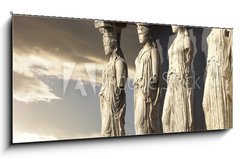 Obraz 1D panorama - 120 x 50 cm F_AB76623104 - Caryatids, erechtheum temple on Acropolis of Athens, Greece