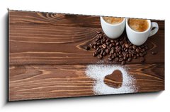 Obraz 1D panorama - 120 x 50 cm F_AB76842456 - espresso coffee with sugar powdered heart
