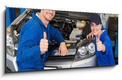 Obraz   Team of mechanics smiling at camera, 120 x 50 cm