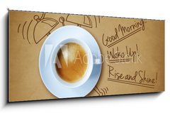 Sklenn obraz 1D panorama - 120 x 50 cm F_AB77075904 - Good morning coffee