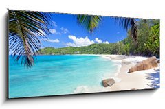 Sklenn obraz 1D panorama - 120 x 50 cm F_AB79777574 - Anse Takamaka - Seychellen
