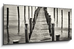 Obraz 1D panorama - 120 x 50 cm F_AB80039561 - old wooden jetty - star devn molo