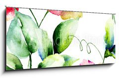Sklenn obraz 1D - 120 x 50 cm F_AB83697132 - Seamless wallpaper with spring flowers