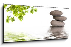 Obraz 1D panorama - 120 x 50 cm F_AB84012048 - bannire zen, galets et feuilles d'rable