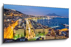 Obraz 1D panorama - 120 x 50 cm F_AB84665936 - Naples, Italy, view of the bay and Vesuvius Volcano by night, from Posillipo