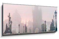 Obraz   Charles Bridge in Prague at foggy morning, 120 x 50 cm