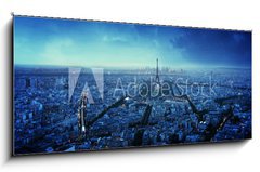 Obraz 1D panorama - 120 x 50 cm F_AB86925891 - Paris skyline at sunset, France