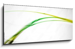 Sklenn obraz 1D panorama - 120 x 50 cm F_AB92931881 - Green wave line in light space. Abstract background - Zelen vlna ve svtelnm prostoru. Abstraktn pozad