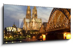Sklenn obraz 1D panorama - 120 x 50 cm F_AB9675612 - Cologne by Night 01 - Koln nad Nm 01