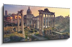 Skleněný obraz 1D panorama - 120 x 50 cm F_AB98167076 - Roman Forum. Image of Roman Forum in Rome, Italy during sunrise. - Roman Forum. Obrázek Roman Forum v Římě, Itálie při východu slunce.