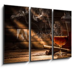 Obraz 3D tdln - 105 x 70 cm F_BB105845234 - Whiskey with smoking cigar