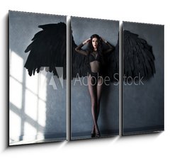 Obraz 3D tdln - 105 x 70 cm F_BB107103737 - Fallen black angel with wings. Sexual woman - Padl ern andl s kdly. Sexuln ena