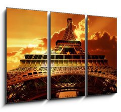 Obraz 3D tdln - 105 x 70 cm F_BB11105750 - Eiffel tower on sunset