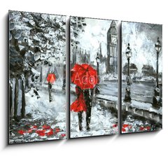 Obraz   oil painting, street view of london. Artwork, Black, white and red, big ben, 105 x 70 cm