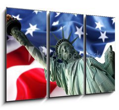 Obraz 3D tdln - 105 x 70 cm F_BB12542738 - NY Statue of Liberty against a flag of USA