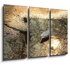 Obraz   paper ship floats in a spring pool, 105 x 70 cm