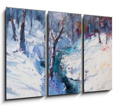 Obraz 3D tdln - 105 x 70 cm F_BB130132079 - Art Oil Painting Winter Landscape. The Awakening of Nature. Spring is coming.
