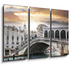 Obraz 3D tdln - 105 x 70 cm F_BB136009860 - Venice, Rialto bridge and with gondola on Grand Canal, Italy