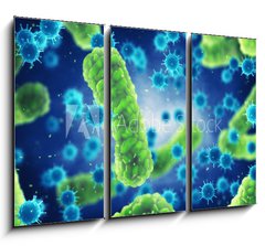 Obraz 3D tdln - 105 x 70 cm F_BB143813734 - Pathogenic bacteria and viruses , Microscopic germs that cause infectious diseases , Viral and bacterial infection