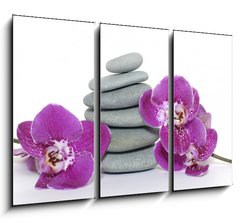 Obraz 3D tdln - 105 x 70 cm F_BB14571978 - pyramid of stones with orchid - pyramida kamen s orchidej