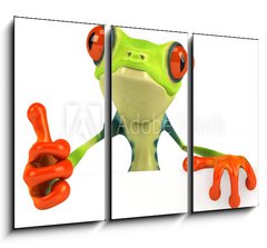 Obraz 3D tdln - 105 x 70 cm F_BB15819778 - Grenouille avec un panneau