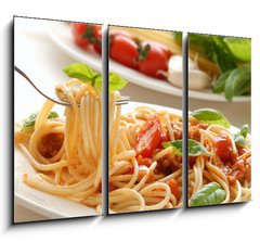 Obraz 3D tdln - 105 x 70 cm F_BB16290193 - Fork with pasta and basil - Vidlika s tstovinami a bazalkou