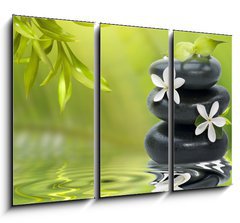 Obraz 3D tdln - 105 x 70 cm F_BB16809002 - Spa still life, with white flowers on the black stones and bambo