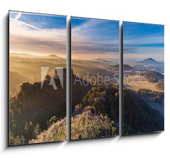 Obraz   Autumn sunrise over Jetrichovice, beautiful landscape, Bohemian Switzerland, Czech Republic, 105 x 70 cm